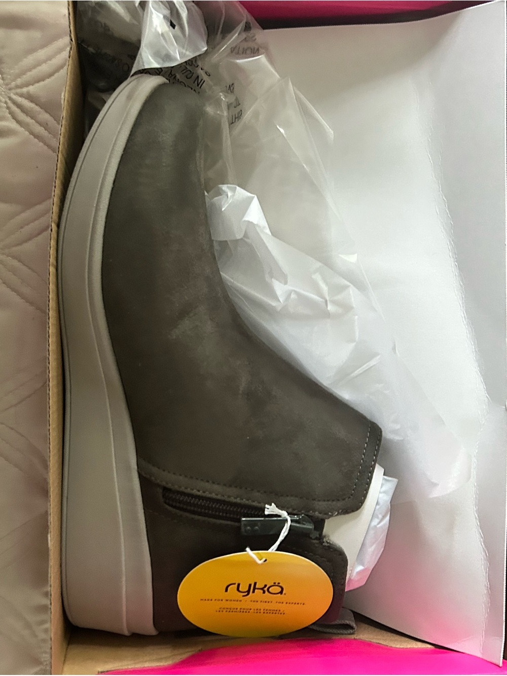 Ryka Slip-On Wedge Sneaker in Olive Taupe with White Sole
